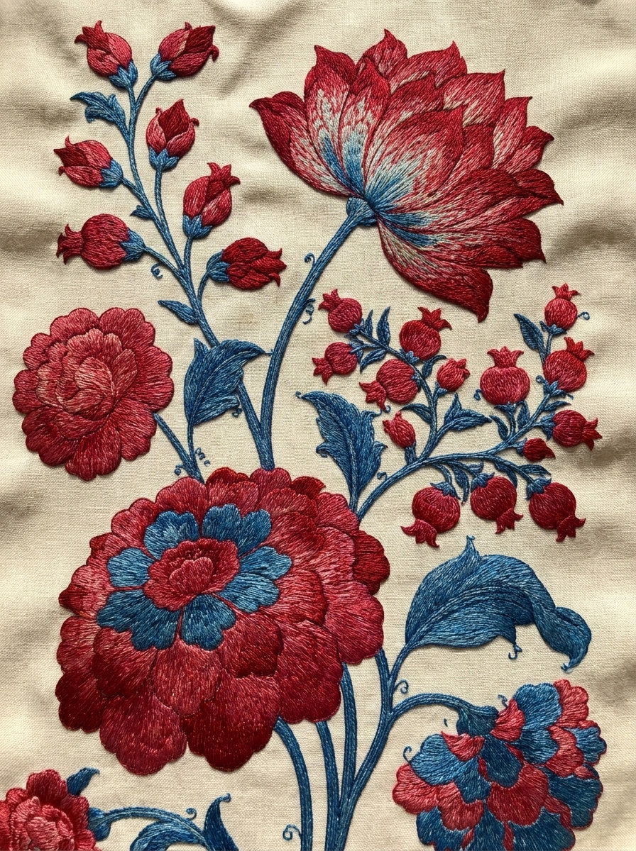 Mughal Garden Collection Plate Mughal from Mughal, Persian & Oriental Embroidery Book 4, a digital embroidery design reference for machine embroidery designs, embroidery patterns and botanical and floral embroidery.
