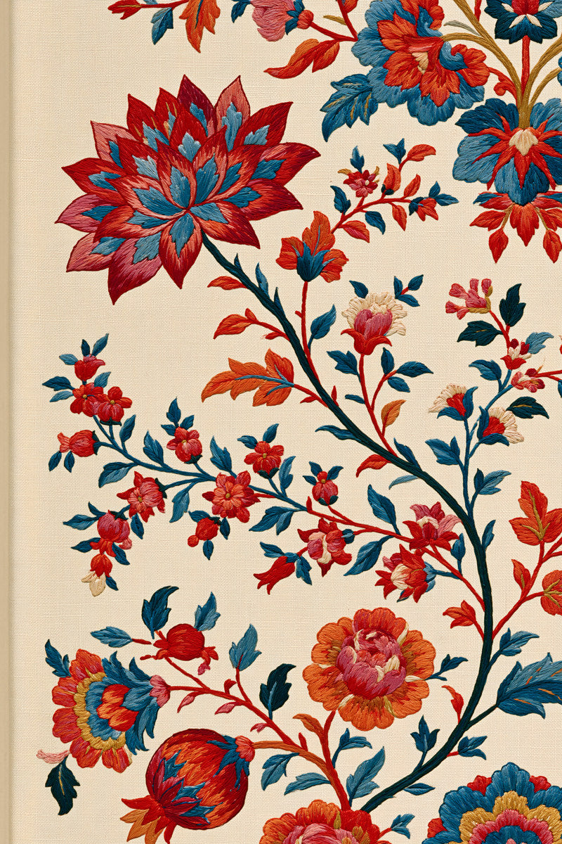 Mughal Garden Library Plate Mughal from Mughal, Persian & Oriental Embroidery Book 3, a digital embroidery design reference for machine embroidery designs, embroidery patterns and botanical and floral embroidery.