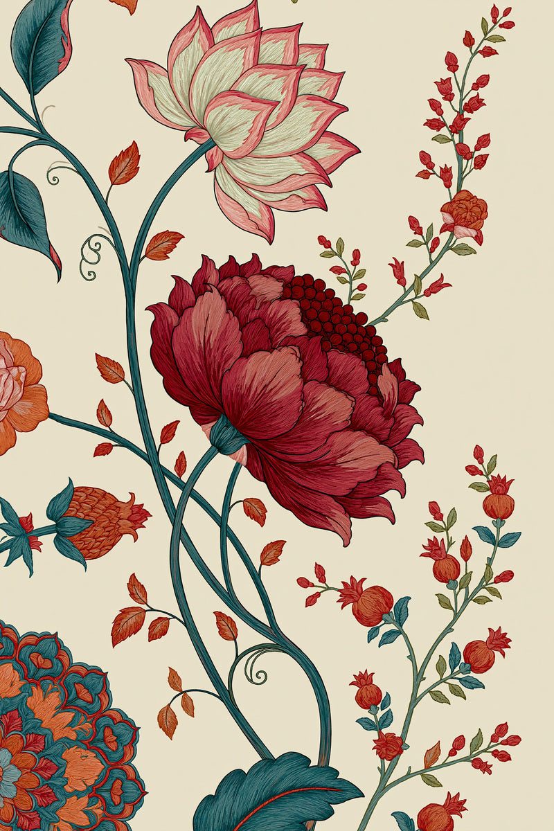 Mughal Garden Library Plate Mughal from Mughal, Persian & Oriental Embroidery Book 4, a digital embroidery design reference for machine embroidery designs, embroidery patterns and botanical and floral embroidery.