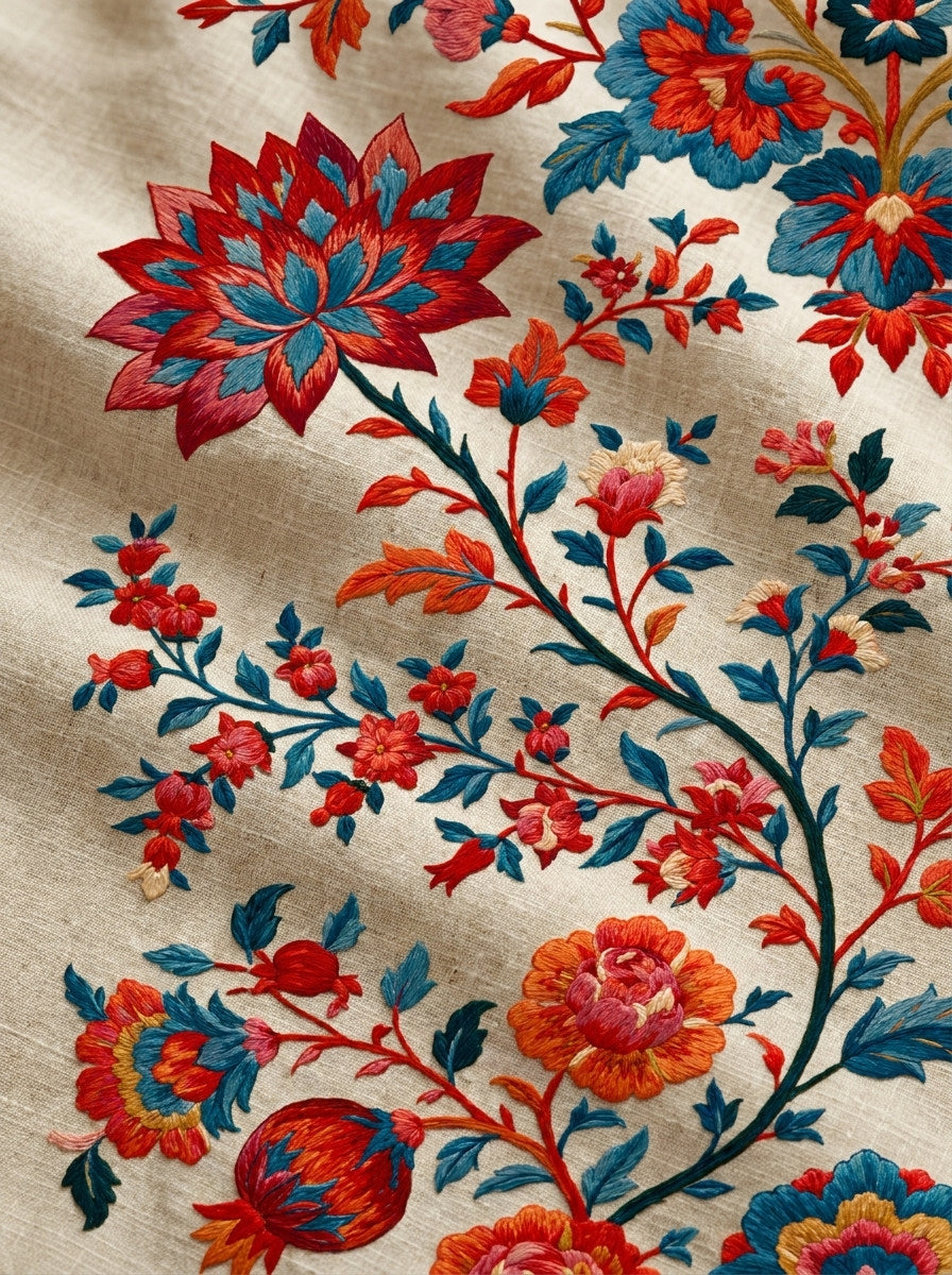 Mughal Garden Library Plate Mughal from Mughal, Persian & Oriental Embroidery Book 3, a digital embroidery design reference for machine embroidery designs, embroidery patterns and botanical and floral embroidery.