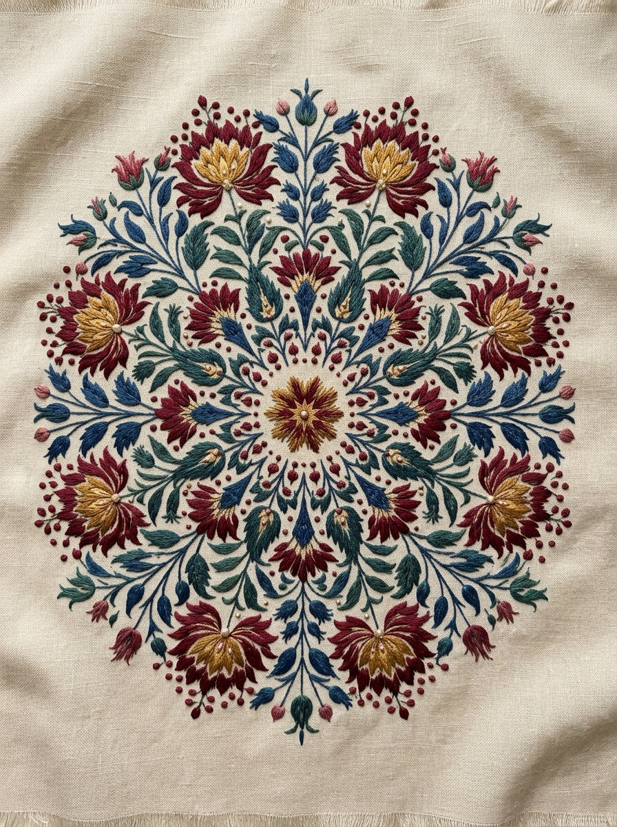 Mughal Garden Medallion Mughal Png from Mughal & Persian Garden Embroidery Book 3, a digital embroidery design reference for machine embroidery designs, embroidery patterns and botanical and floral embroidery.