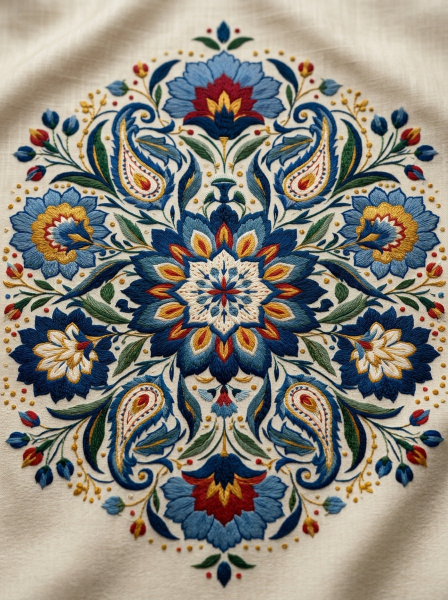 Mughal Garden Medallion Mughal Png from Mughal & Persian Garden Embroidery Book 4, a digital embroidery design reference for machine embroidery designs, embroidery patterns and botanical and floral embroidery.