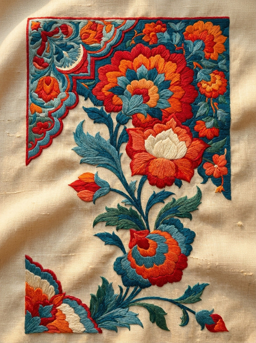 Mughal Home Textile Placement Set from Mughal, Persian & Oriental Embroidery Book 2, a digital embroidery design reference for machine embroidery designs, embroidery patterns and lace and broderie details.