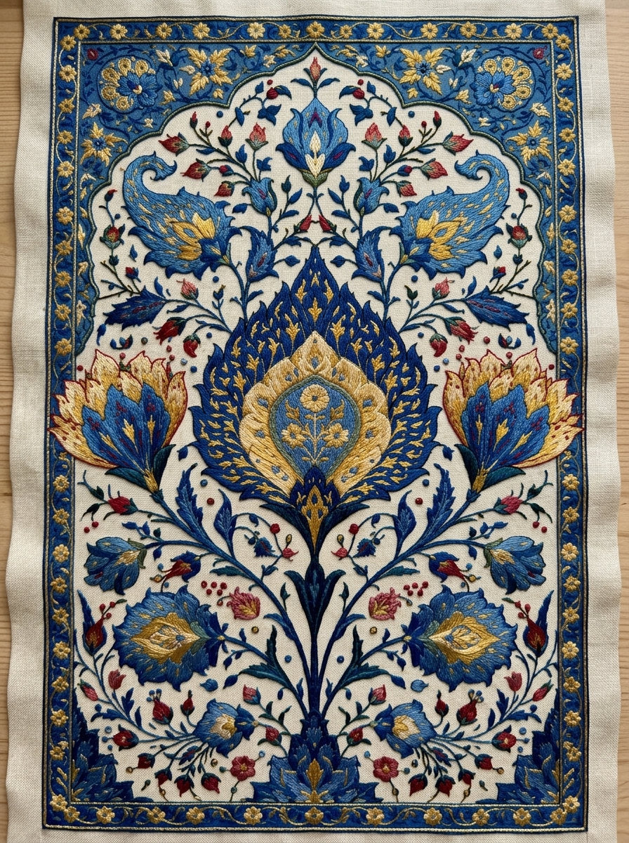 Mughal Persian Border And Cartouche from Mughal & Persian Garden Embroidery Book 3, a digital embroidery design reference for machine embroidery designs, embroidery patterns and border and edge embroidery.
