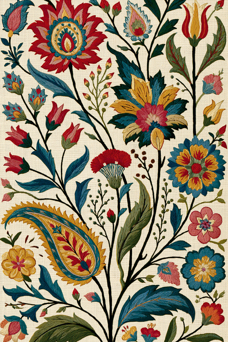 Mughal Persian Garden Embroidery Complete from Mughal & Persian Garden Embroidery Book 2, a digital embroidery design reference for machine embroidery designs, embroidery patterns and botanical and floral embroidery.