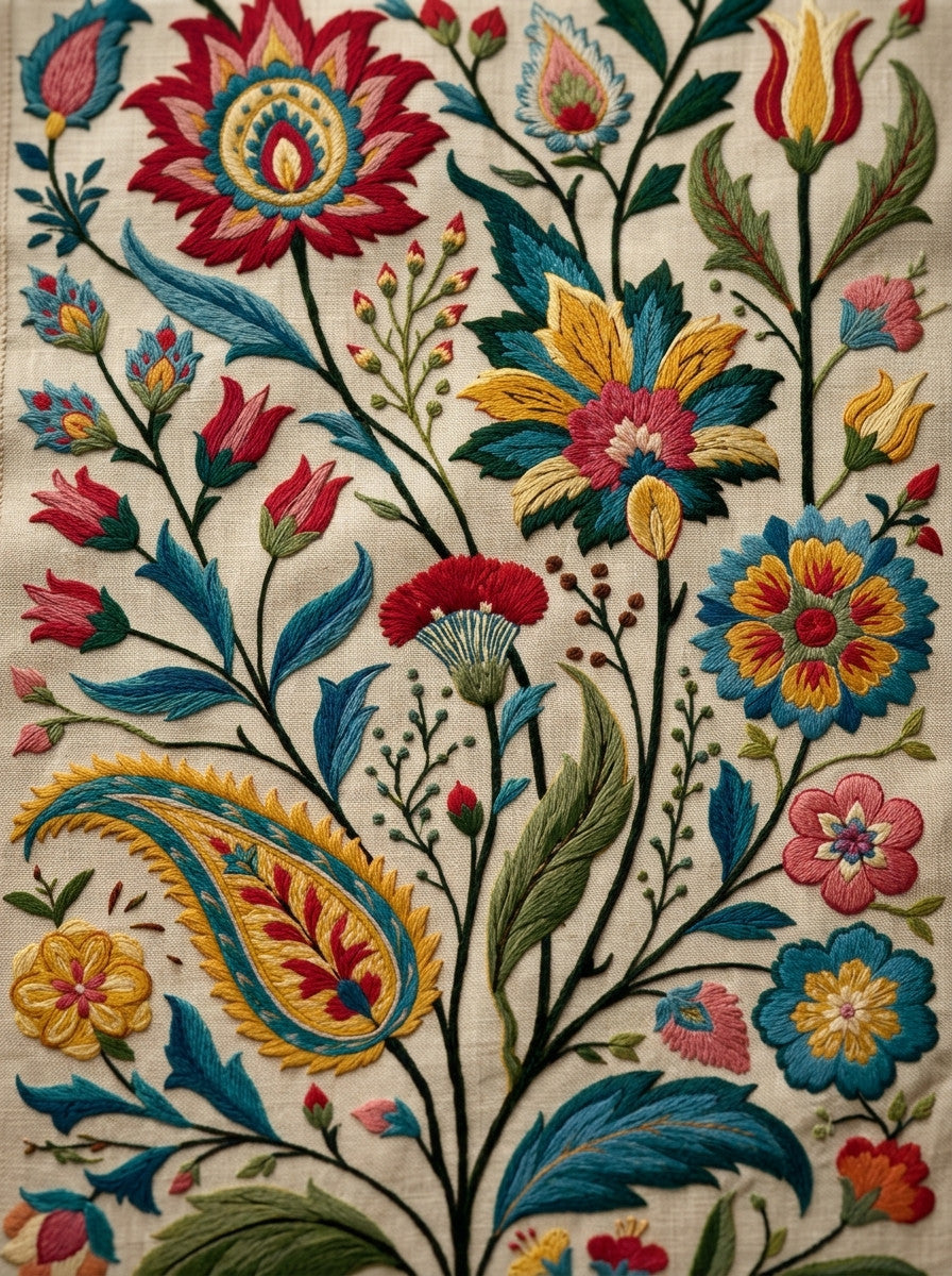 Mughal Persian Garden Embroidery Complete Png from Mughal & Persian Garden Embroidery Book 2, a digital embroidery design reference for machine embroidery designs, embroidery patterns and botanical and floral embroidery.
