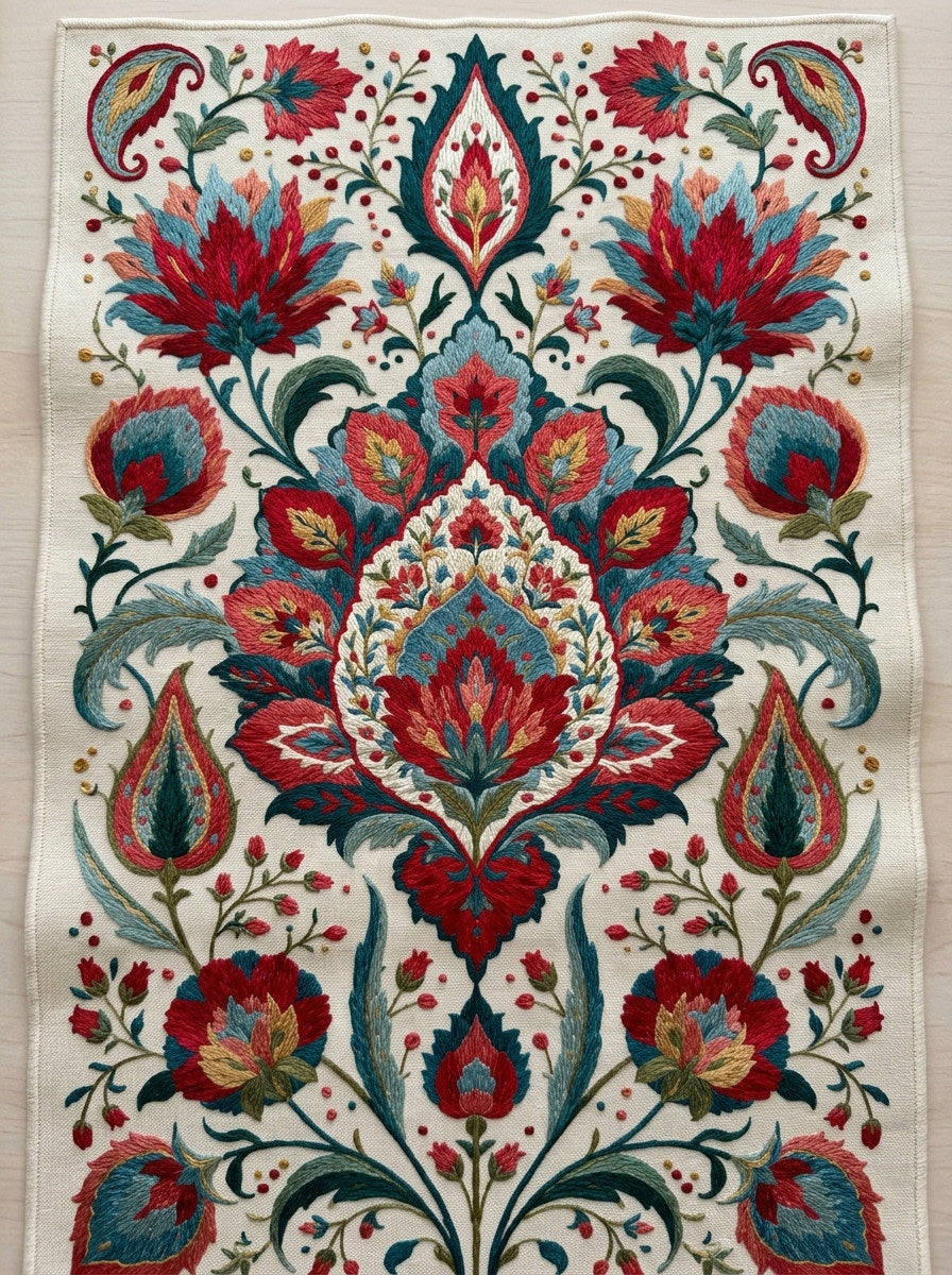 Mughal Persian Medallion Library Plate from Mughal & Persian Garden Embroidery Book 5, a digital embroidery design reference for machine embroidery designs, embroidery patterns and botanical and floral embroidery.