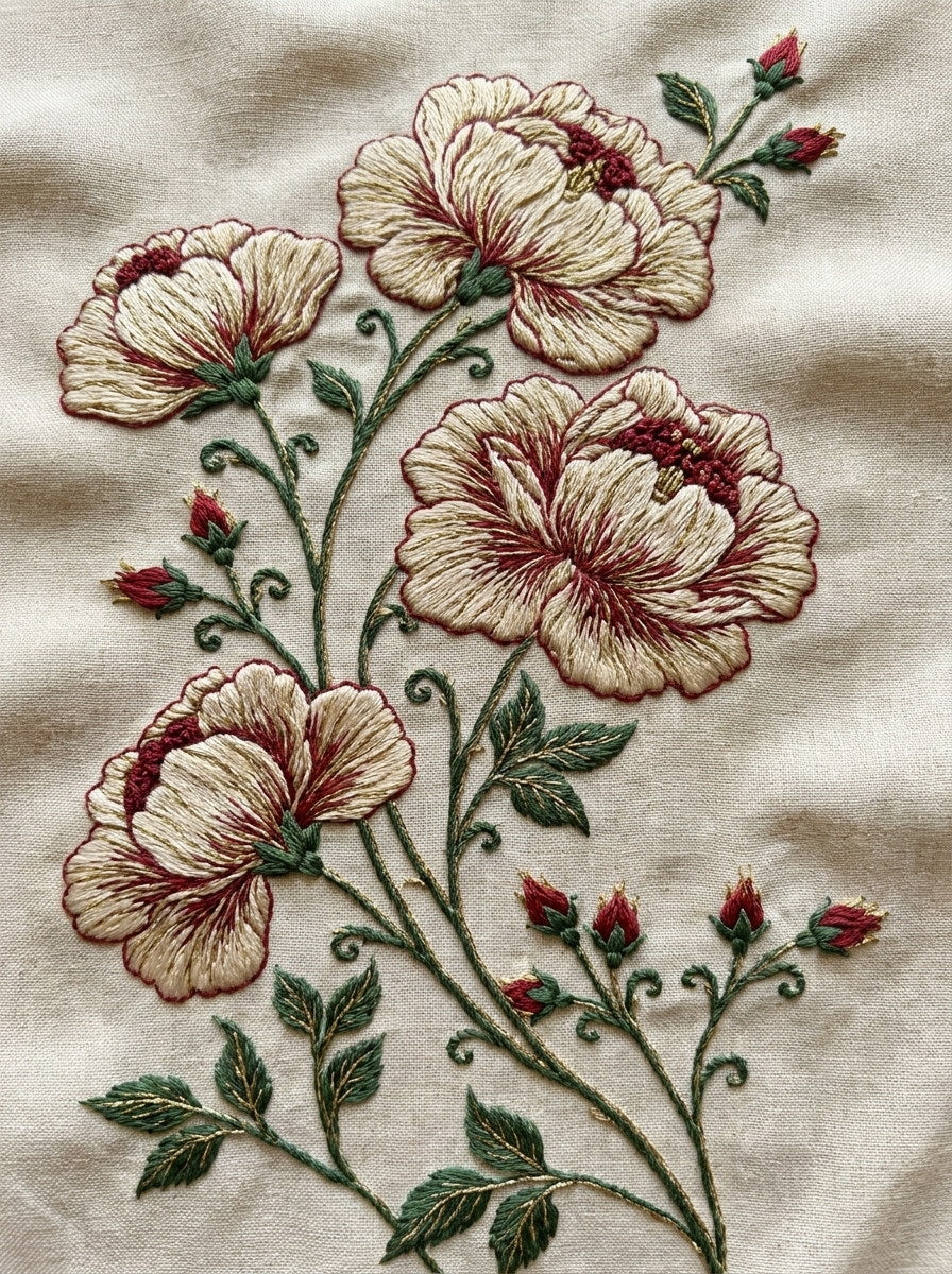 Mughal Rose Garden Motif Mughal from Mughal, Persian & Oriental Embroidery Book 2, a digital embroidery design reference for machine embroidery designs, embroidery patterns and botanical and floral embroidery.