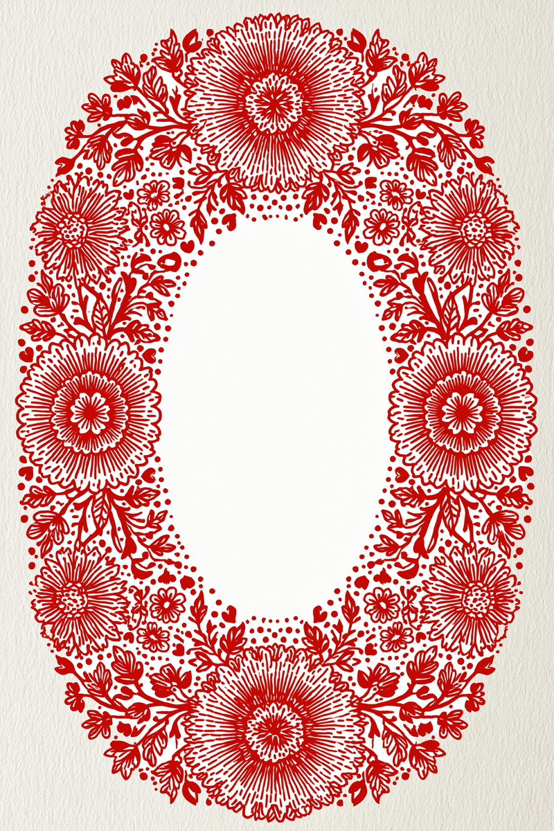 Naive Floral Frame Folk Redwork from Folk Redwork & Country Florals Book 1, a digital embroidery design reference for machine embroidery designs, embroidery patterns and frames and monogram spaces.