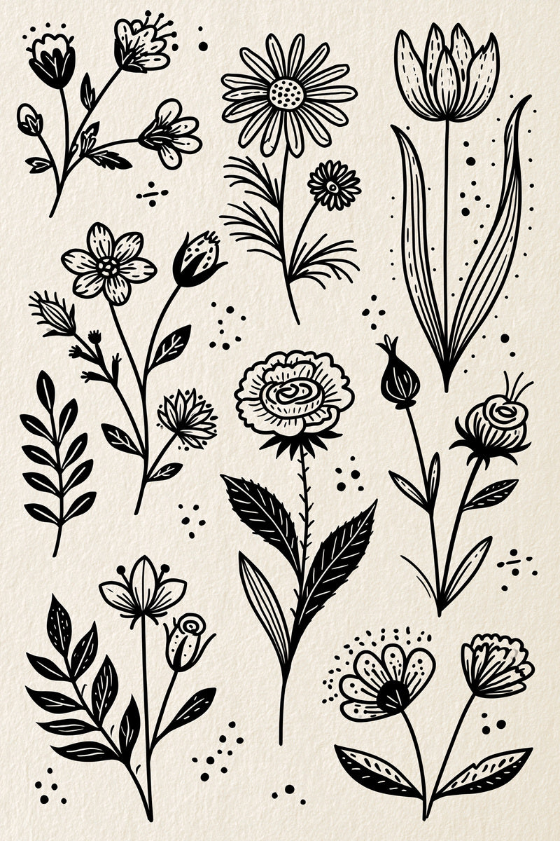 Naive Flowers Folk Botanicals And from Global Folk Art Embroidery Book 1, a digital embroidery design reference for machine embroidery designs, embroidery patterns and botanical and floral embroidery.