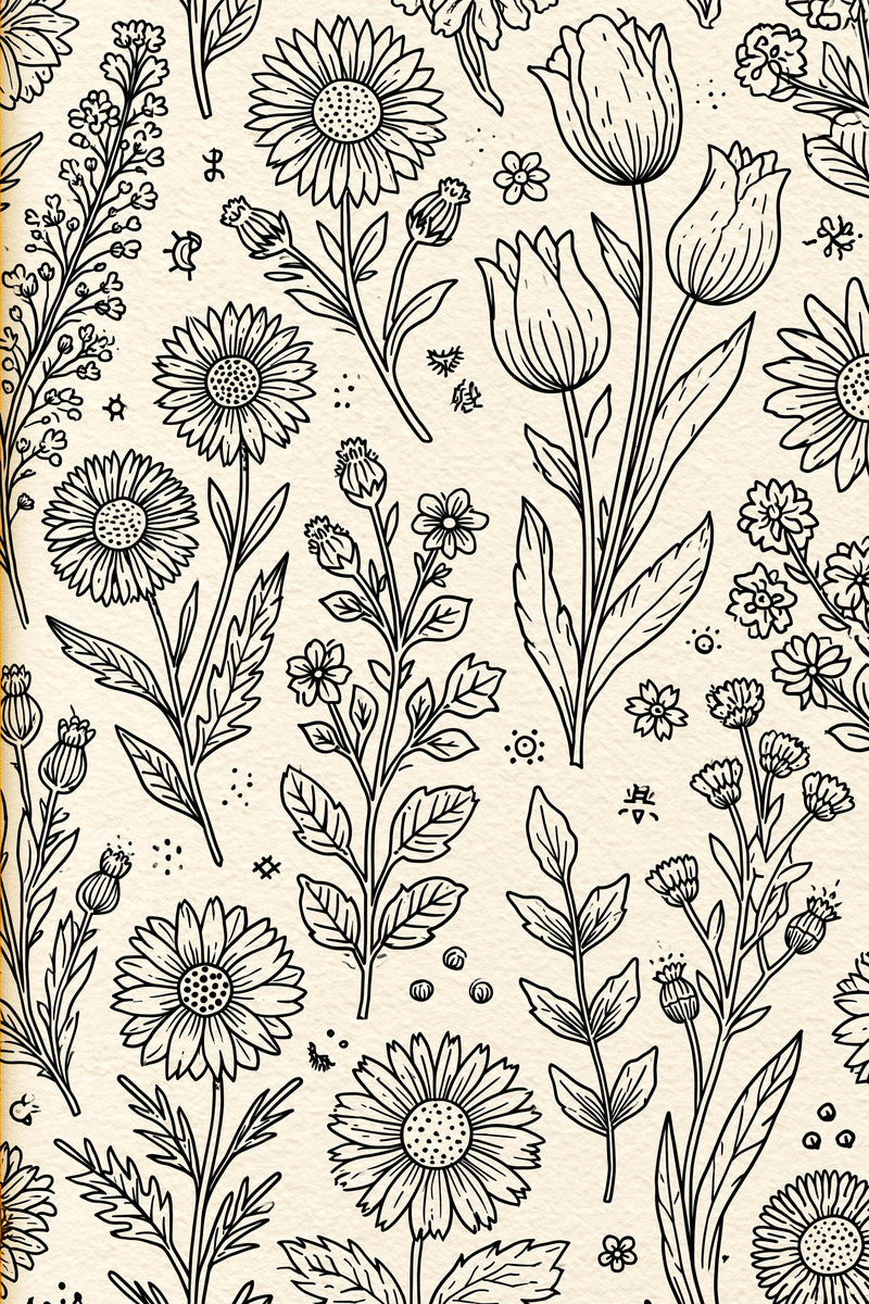 Naive Folk Botanical Library Plate from Global Folk Art Embroidery Book 4, a digital embroidery design reference for machine embroidery designs, embroidery patterns and botanical and floral embroidery.