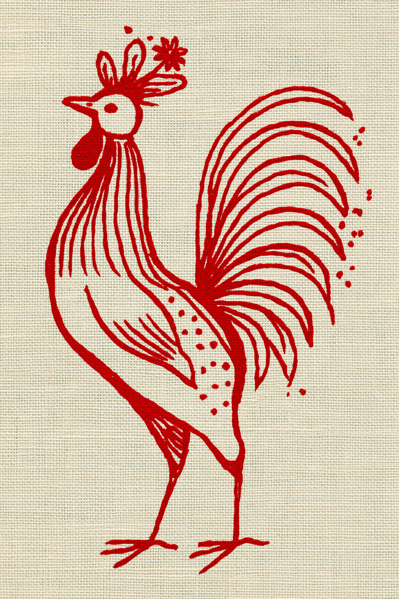 Naive Folk Rooster Motif Folk from Folk Redwork & Country Florals Book 1, a digital embroidery design reference for machine embroidery designs, embroidery patterns and botanical and floral embroidery.
