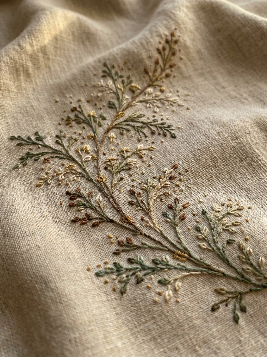 Napkin Corner Botanical Sprig from Botanical Sprig Library Book 5, a digital embroidery design reference for machine embroidery designs, embroidery patterns and corner embroidery.