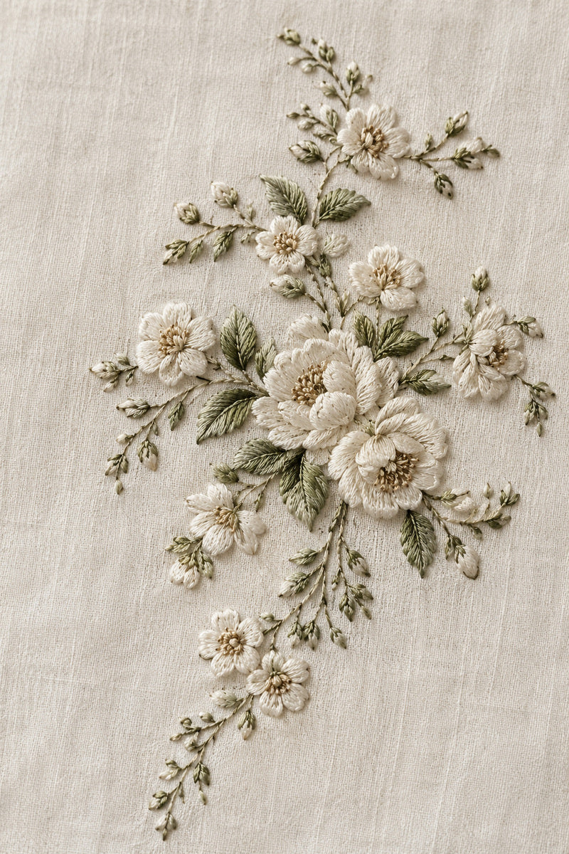 Napkin Corner Placement 1 from Botanical Embroidery Designs Book 3, a digital embroidery design reference for machine embroidery designs, embroidery patterns and corner embroidery.