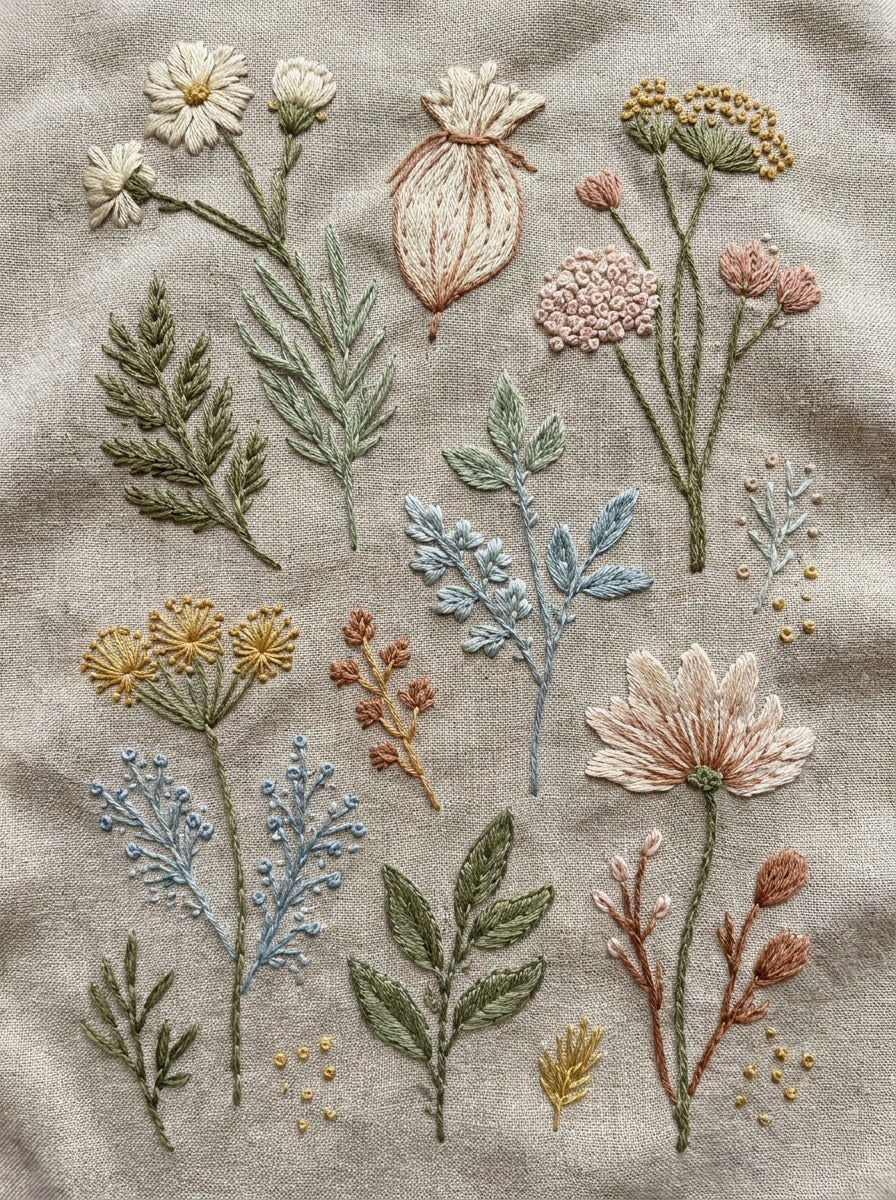 Napkin Gift And Linen Label from Botanical Sprig Library Book 8, a digital embroidery design reference for machine embroidery designs, embroidery patterns and frames and monogram spaces.