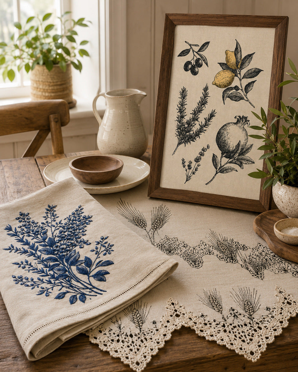 Napkins Table Runners And Kitchen Linens 02 from Napkins, Table Runners & Kitchen Linens Book 2, a digital embroidery design reference for machine embroidery designs, embroidery patterns and border and edge embroidery.