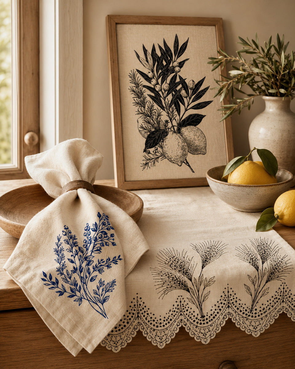 Napkins Table Runners And Kitchen Linens 03 from Napkins, Table Runners & Kitchen Linens Book 1, a digital embroidery design reference for machine embroidery designs, embroidery patterns and border and edge embroidery.