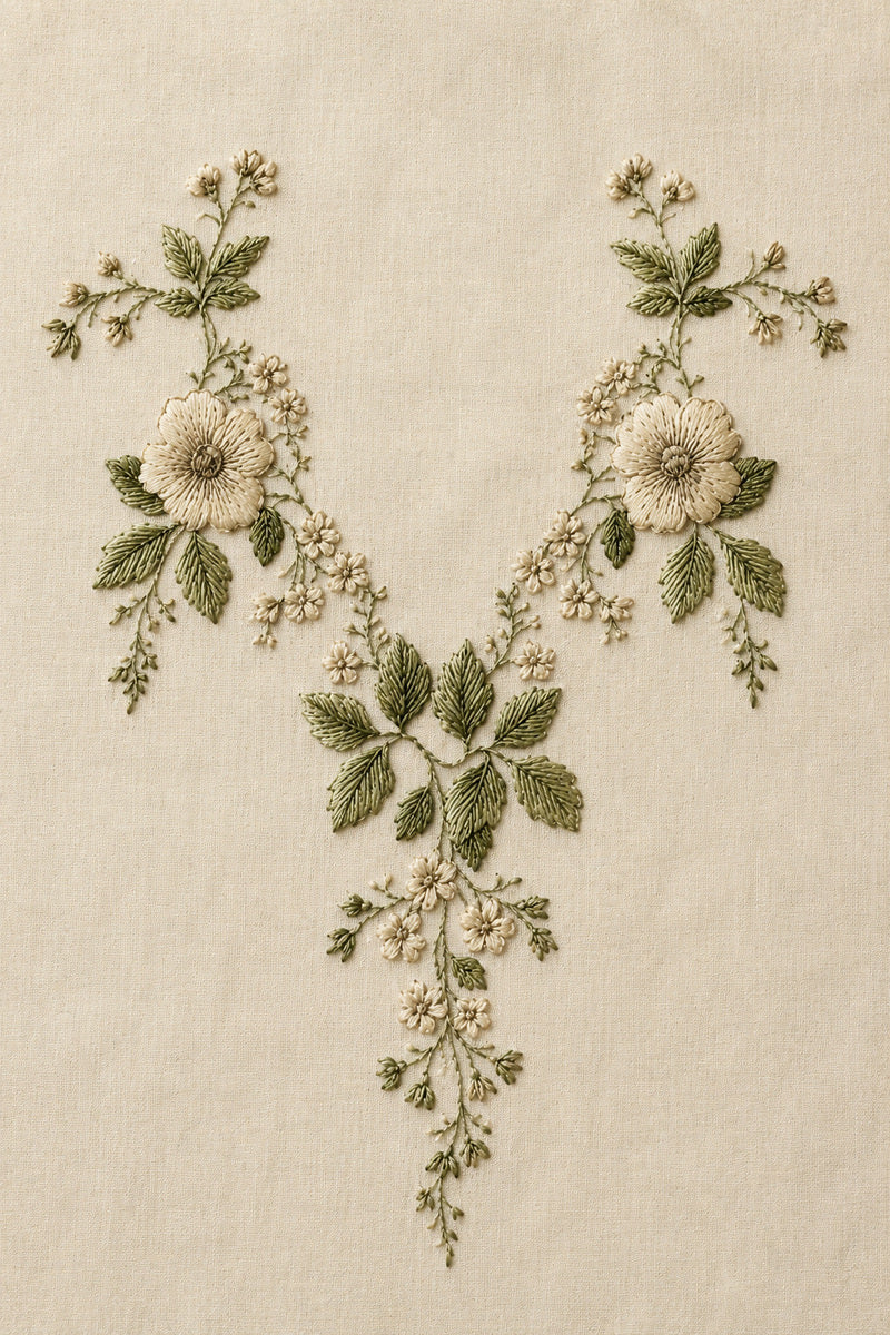 Neckline And Shoulder Accent from Neckline & Collar Embroidery Designs Book 2, a digital embroidery design reference for machine embroidery designs, embroidery patterns and garment placement ideas.