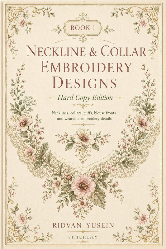 Neckline and Collar Embroidery Designs Book One digital book cover, view 2.