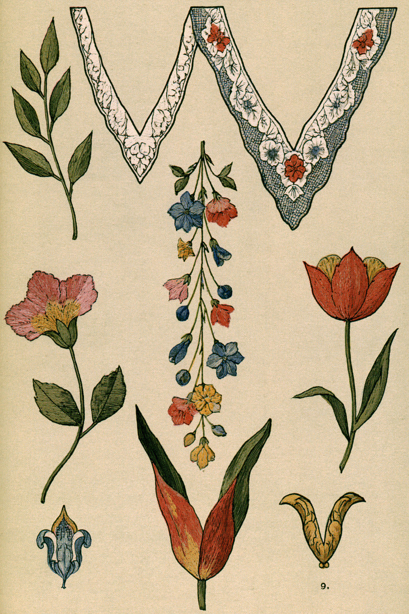 Neckline Motif Set 02 from Neckline & Collar Embroidery Designs Book 2, a digital embroidery design reference for machine embroidery designs, embroidery patterns and garment placement ideas.