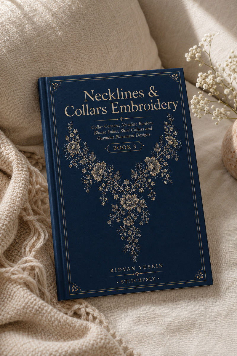 Necklines And Collars Embroidery 3 Book from Necklines & Collars Embroidery Book 3, a digital embroidery design reference for machine embroidery designs, embroidery patterns and garment placement ideas.