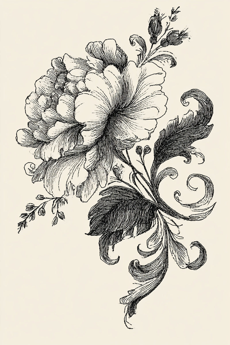 Neo Baroque Floral Corner from Baroque Scrollwork & Luxury Ornament Book 1, a digital embroidery design reference for machine embroidery designs, embroidery patterns and corner embroidery.