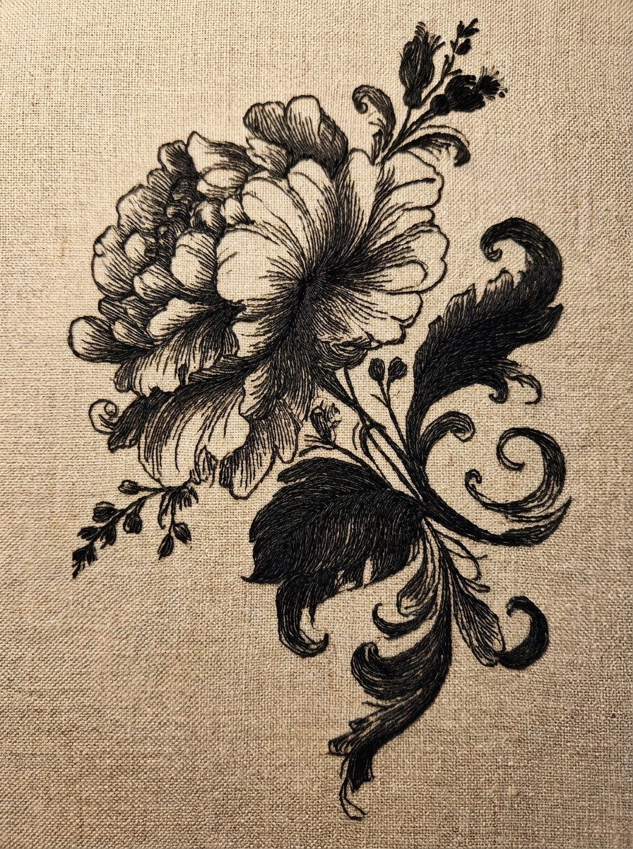 Neo Baroque Floral Corner from Baroque Scrollwork & Luxury Ornament Book 1, a digital embroidery design reference for machine embroidery designs, embroidery patterns and corner embroidery.