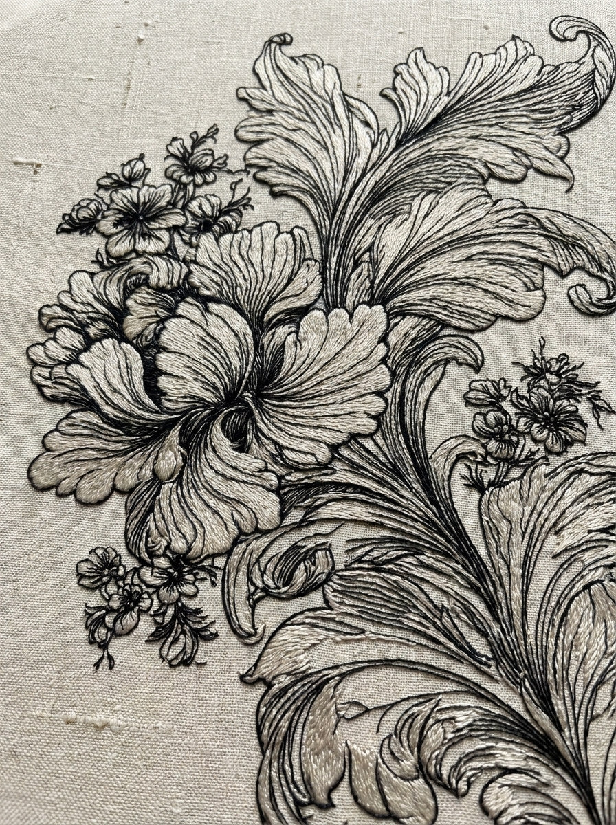 Neo Baroque Leaf And Blossom from Baroque Scrollwork & Luxury Ornament Book 3, a digital embroidery design reference for machine embroidery designs, embroidery patterns and botanical and floral embroidery.