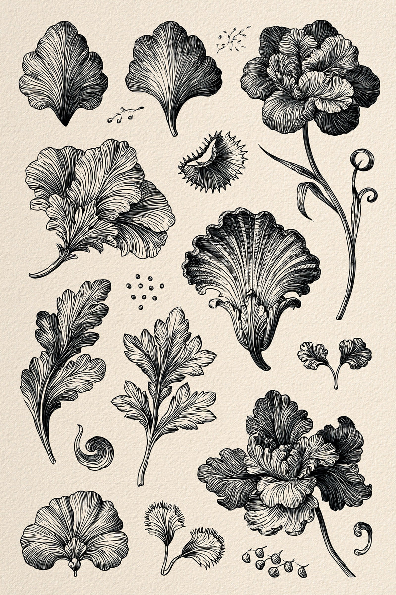 Neo Baroque Petal Embroidery Pattern from Neo Baroque Petal Forms Book 1, a digital embroidery design reference for machine embroidery designs, embroidery patterns and embroidery design reference.