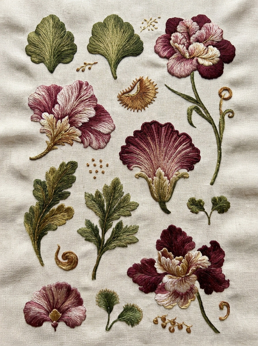 Neo Baroque Petal Embroidery Pattern from Neo Baroque Petal Forms Book 1, a digital embroidery design reference for machine embroidery designs, embroidery patterns and embroidery design reference.