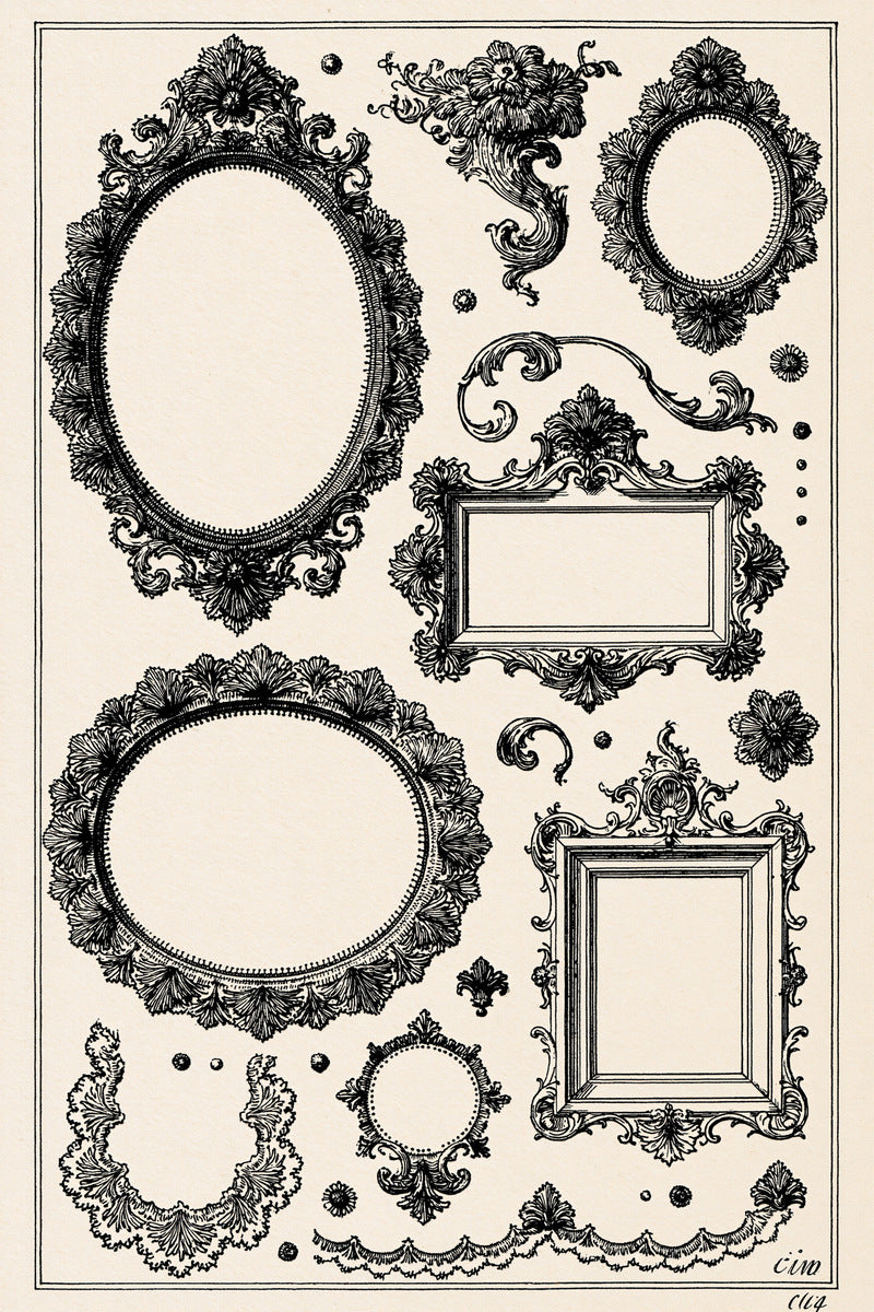 Neo Baroque Petal Frame System from Neo Baroque Petal Forms Book 1, a digital embroidery design reference for machine embroidery designs, embroidery patterns and frames and monogram spaces.