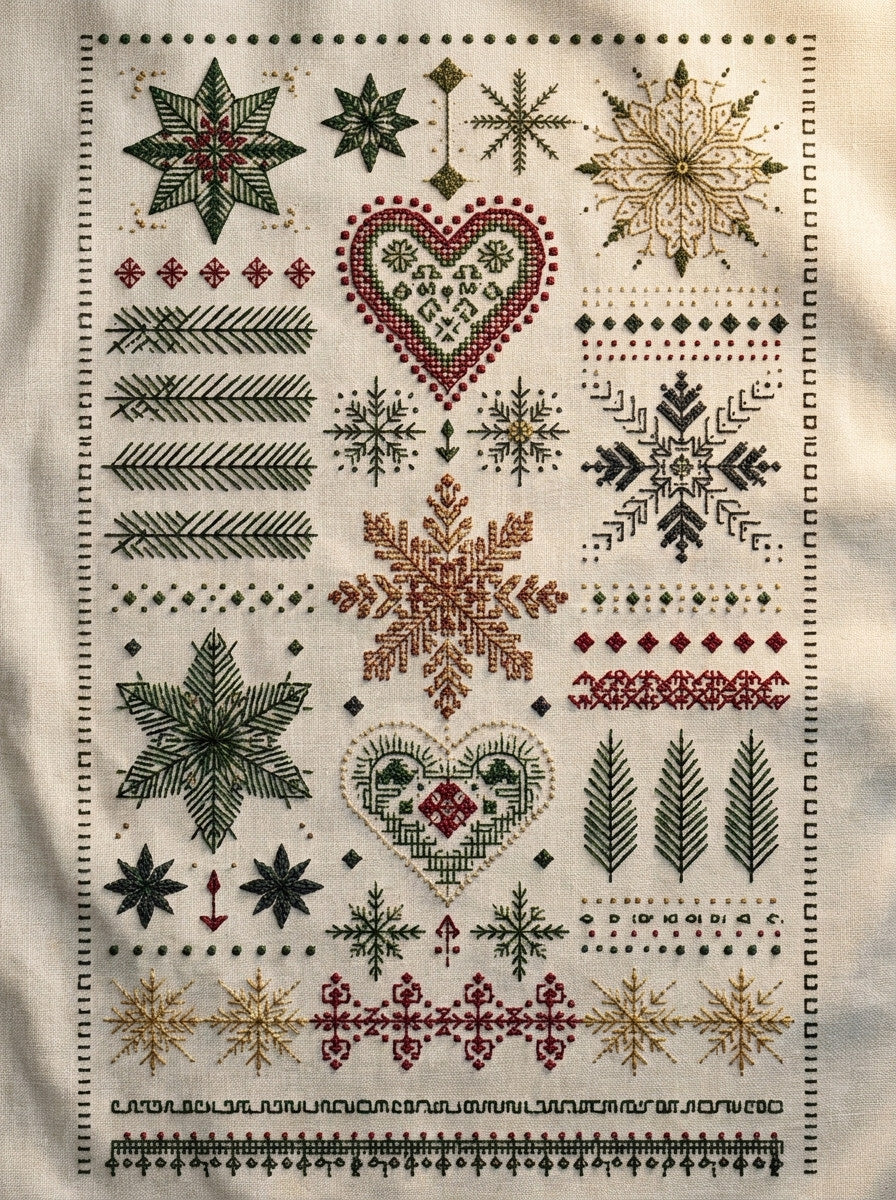 Nordic Christmas Geometry Plate Christmas from Christmas Embroidery Collection Book 1, a digital embroidery design reference for machine embroidery designs, embroidery patterns and seasonal embroidery motifs.