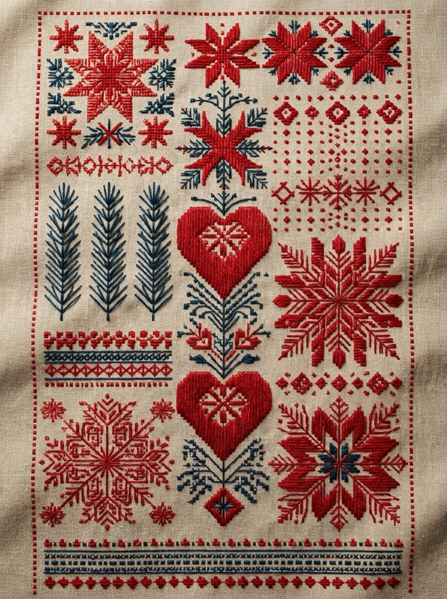 Nordic Christmas Geometry Plate Christmas from Christmas Embroidery Collection Book 3, a digital embroidery design reference for machine embroidery designs, embroidery patterns and seasonal embroidery motifs.