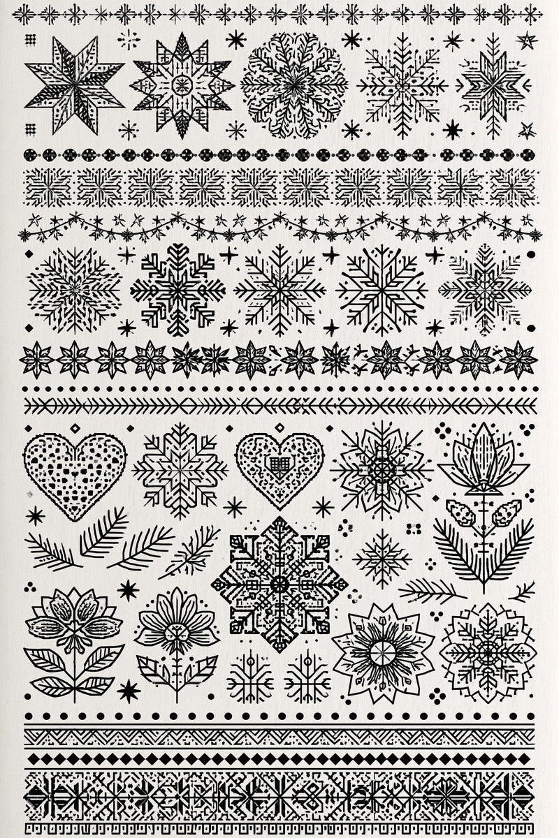 Nordic Holiday Motif Library Plate from Christmas Embroidery Collection Book 2, a digital embroidery design reference for machine embroidery designs, embroidery patterns and seasonal embroidery motifs.