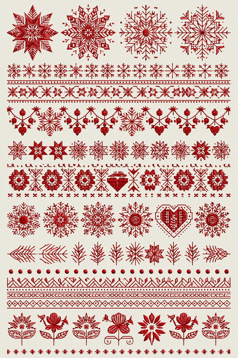 Nordic Holiday Motif Library Plate from Christmas Embroidery Collection Book 4, a digital embroidery design reference for machine embroidery designs, embroidery patterns and seasonal embroidery motifs.