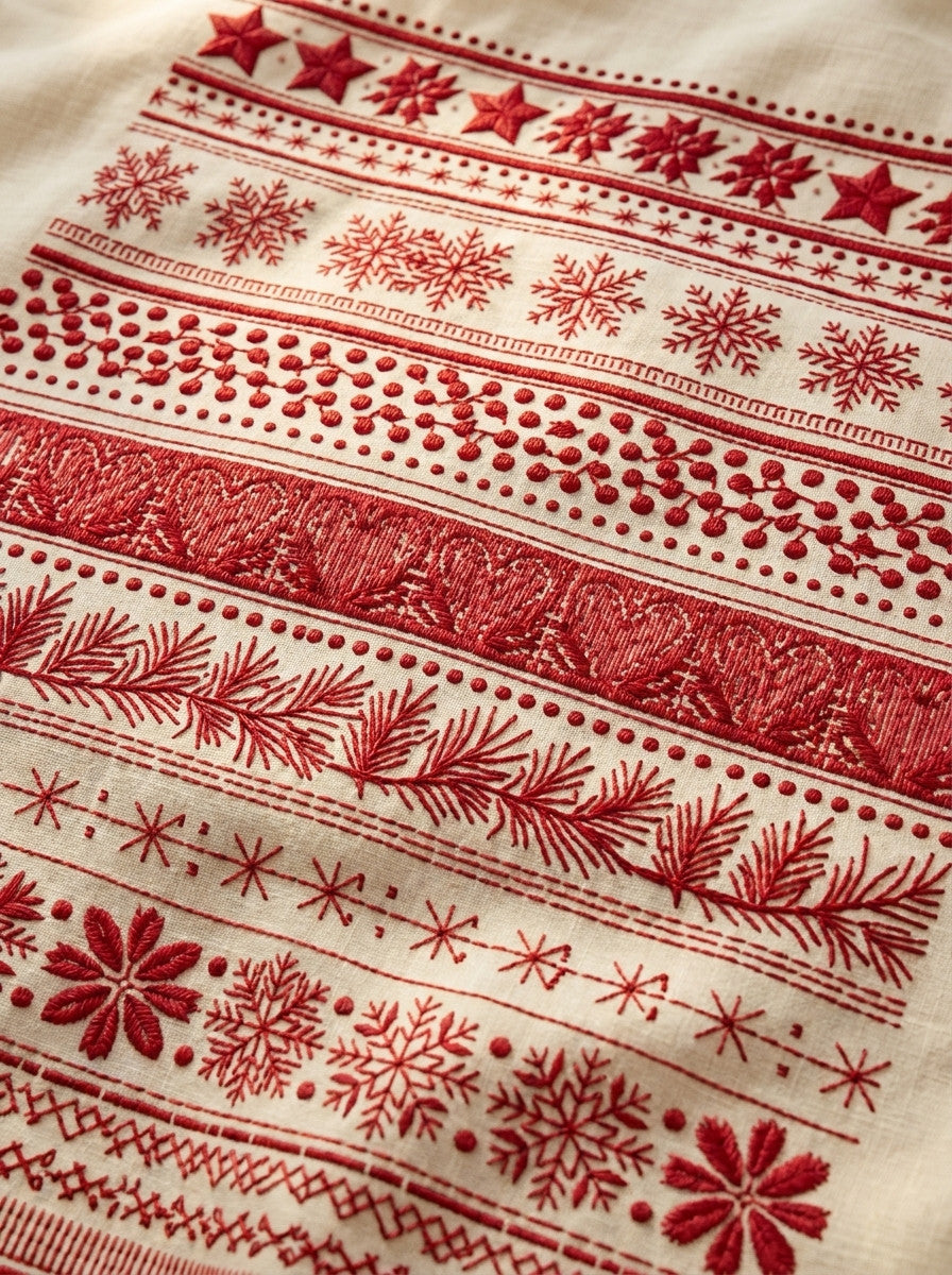 Nordic Winter Border Sampler Christmas from Christmas Embroidery Collection Book 4, a digital embroidery design reference for machine embroidery designs, embroidery patterns and border and edge embroidery.