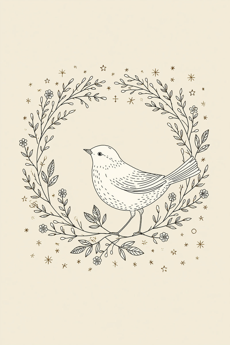 Nursery Bird Wreath Birds Embroidery from Birds Embroidery Book 3, a digital embroidery design reference for machine embroidery designs, embroidery patterns and frames and monogram spaces.