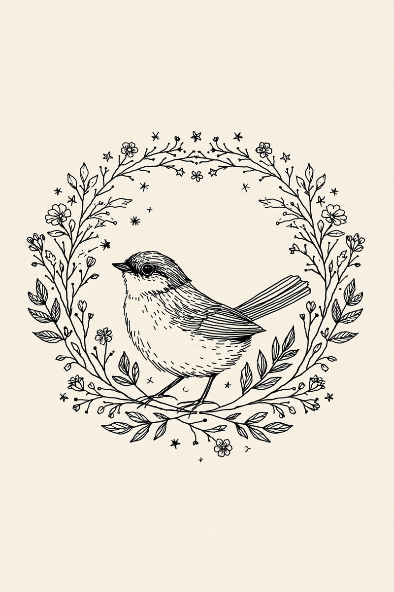 Nursery Bird Wreath Birds Embroidery from Birds Embroidery Book 4, a digital embroidery design reference for machine embroidery designs, embroidery patterns and frames and monogram spaces.