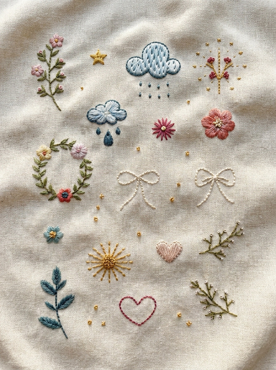 Nursery Mini Motif Set Baby And Kids Embroidery 2 Png from Baby & Kids Embroidery Book 2, a digital embroidery design reference for machine embroidery designs, embroidery patterns and baby and keepsake embroidery.
