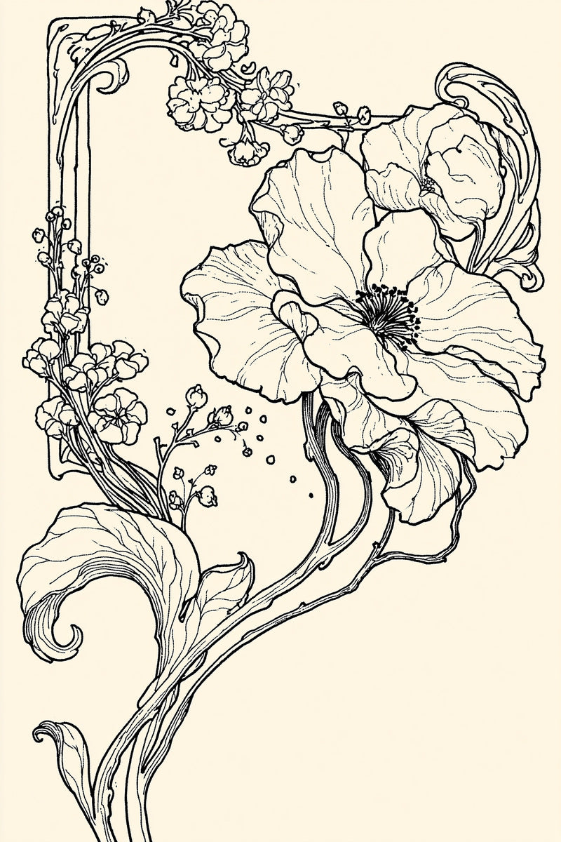 Organic Borders Sinuous Frames And from Art Nouveau Botanical Embroidery Book 3, a digital embroidery design reference for machine embroidery designs, embroidery patterns and border and edge embroidery.