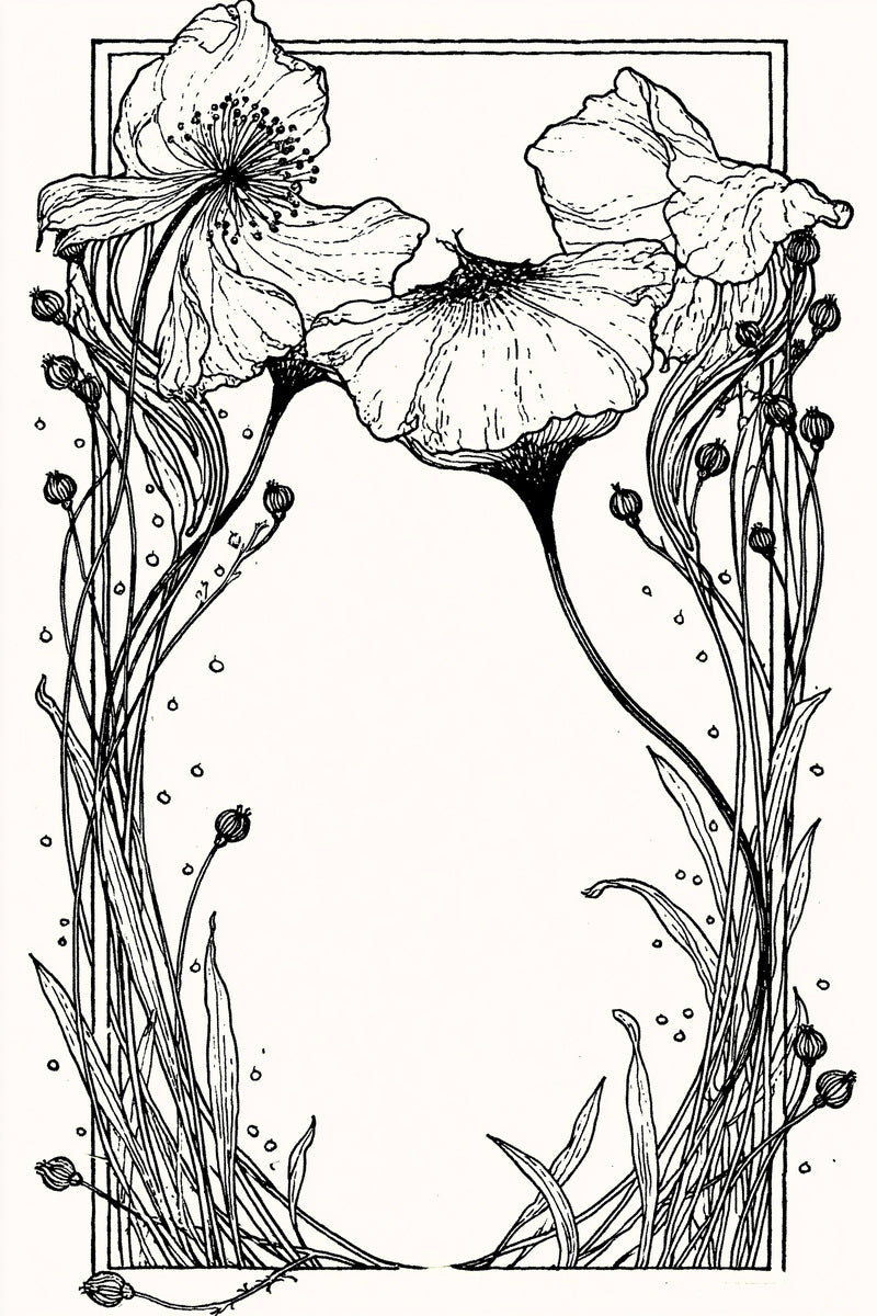 Organic Flower Cartouche Art Nouveau from Art Nouveau Botanical Embroidery Book 2, a digital embroidery design reference for machine embroidery designs, embroidery patterns and frames and monogram spaces.