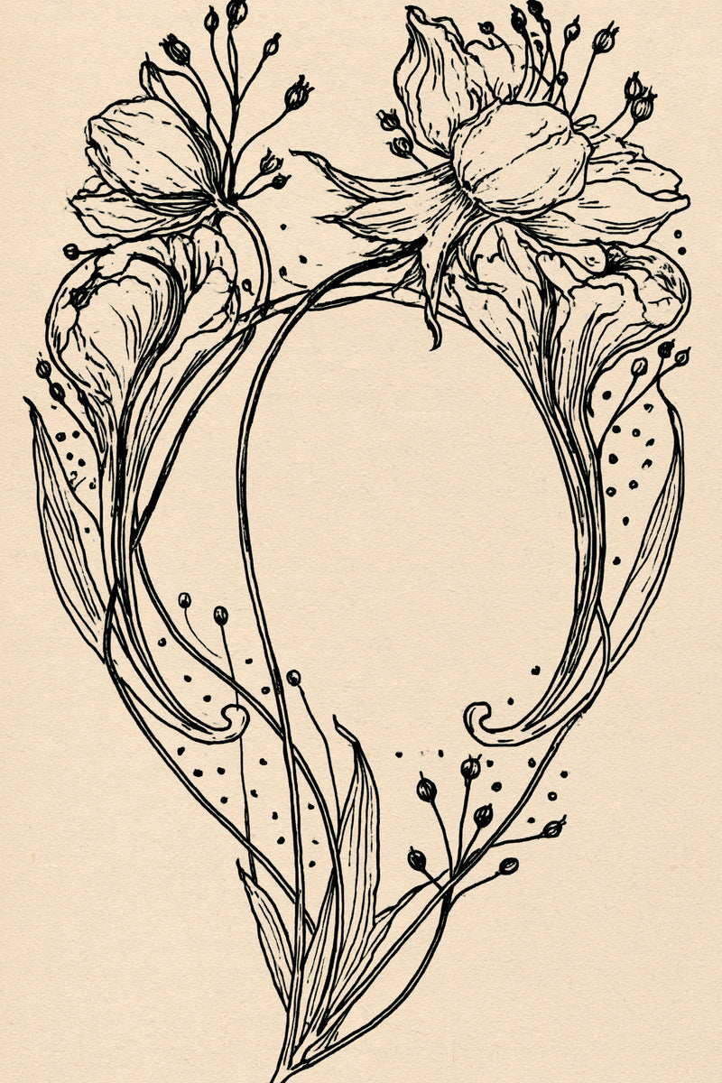 Organic Flower Cartouche Art Nouveau from Art Nouveau Botanical Embroidery Book 4, a digital embroidery design reference for machine embroidery designs, embroidery patterns and frames and monogram spaces.