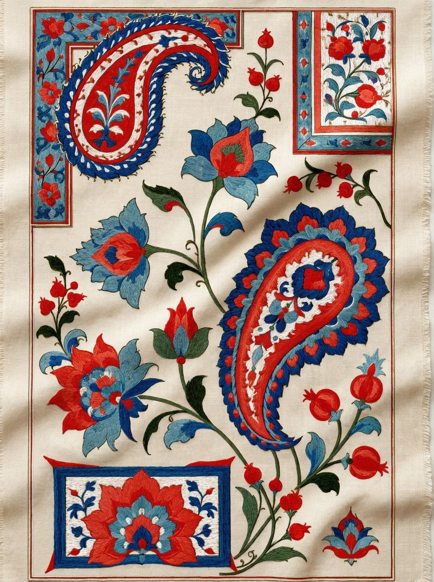 Oriental Home Textile Collection Plate from Mughal, Persian & Oriental Embroidery Book 1, a digital embroidery design reference for machine embroidery designs, embroidery patterns and embroidery design reference.
