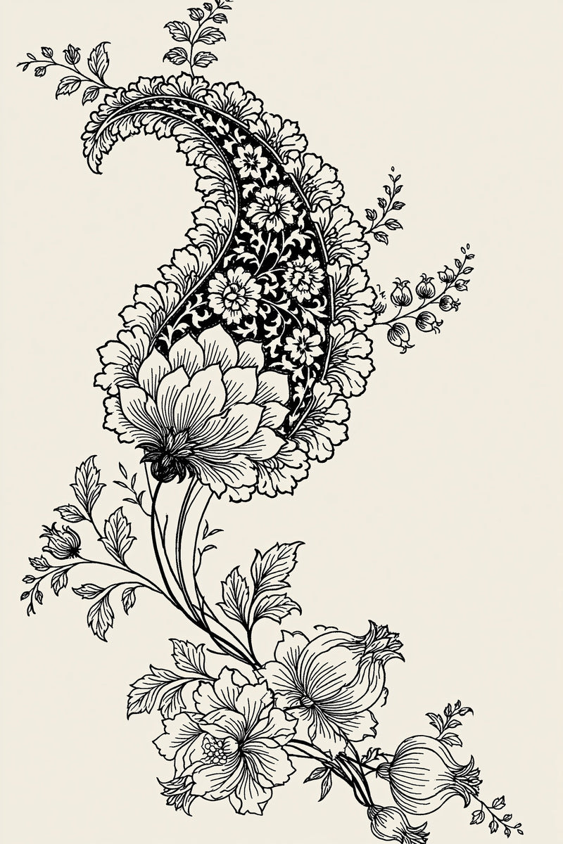 Oriental Pillow Corner Arrangement Mughal from Mughal, Persian & Oriental Embroidery Book 1, a digital embroidery design reference for machine embroidery designs, embroidery patterns and corner embroidery.