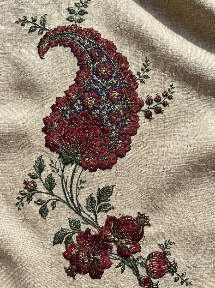 Oriental Pillow Corner Arrangement Mughal from Mughal, Persian & Oriental Embroidery Book 1, a digital embroidery design reference for machine embroidery designs, embroidery patterns and corner embroidery.