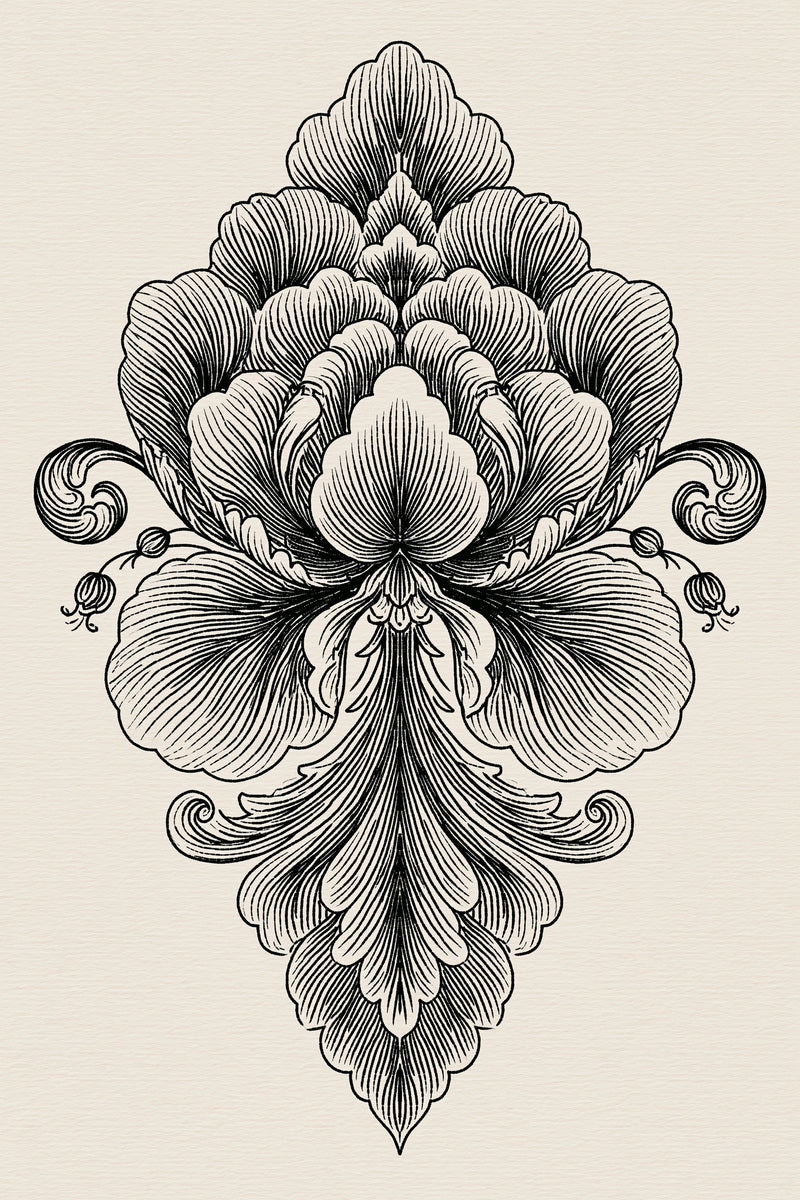 Ornamental Blossom Medallion Neo Baroque from Neo Baroque Petal Forms Book 1, a digital embroidery design reference for machine embroidery designs, embroidery patterns and embroidery design reference.