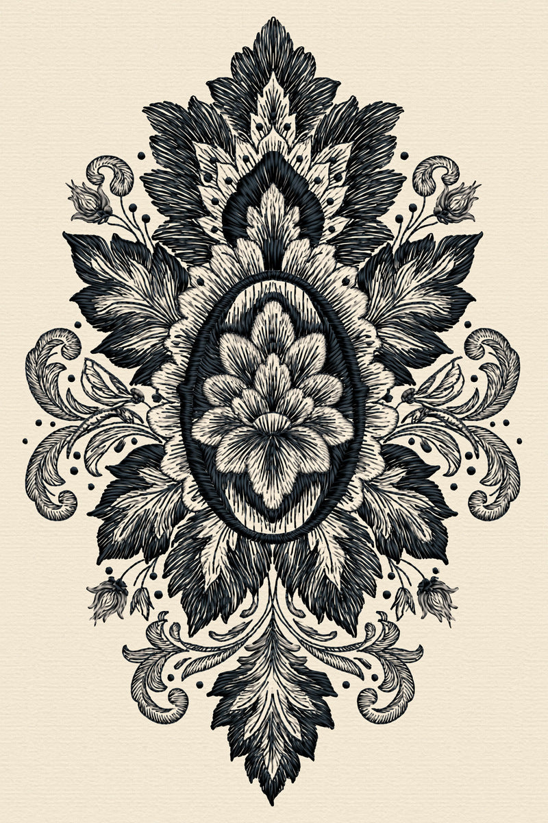 Ornamental Fashion Medallion Fashion Embroidery from Jacket Backs & Shirt Fronts Embroidery Book 3, a digital embroidery design reference for machine embroidery designs, embroidery patterns and garment placement ideas.