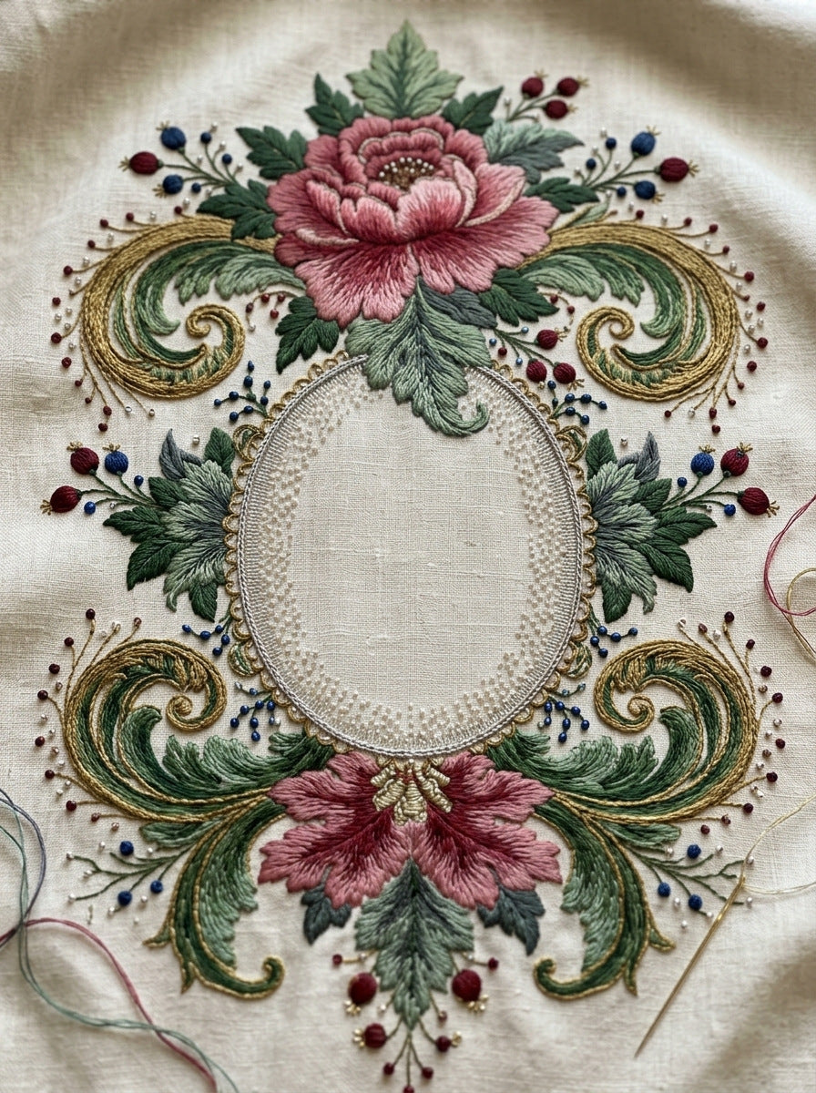 Ornamental Jacket Back Medallion Fashion from Jacket Backs & Shirt Fronts Embroidery Book 3, a digital embroidery design reference for machine embroidery designs, embroidery patterns and garment placement ideas.