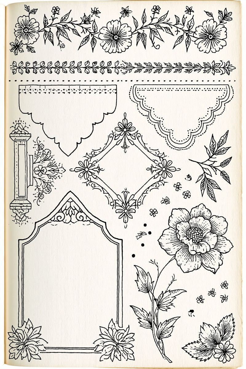 Outline Borders Corners And Frames 02 from Backstitch & Outline Designs Book 3, a digital embroidery design reference for machine embroidery designs, embroidery patterns and border and edge embroidery.