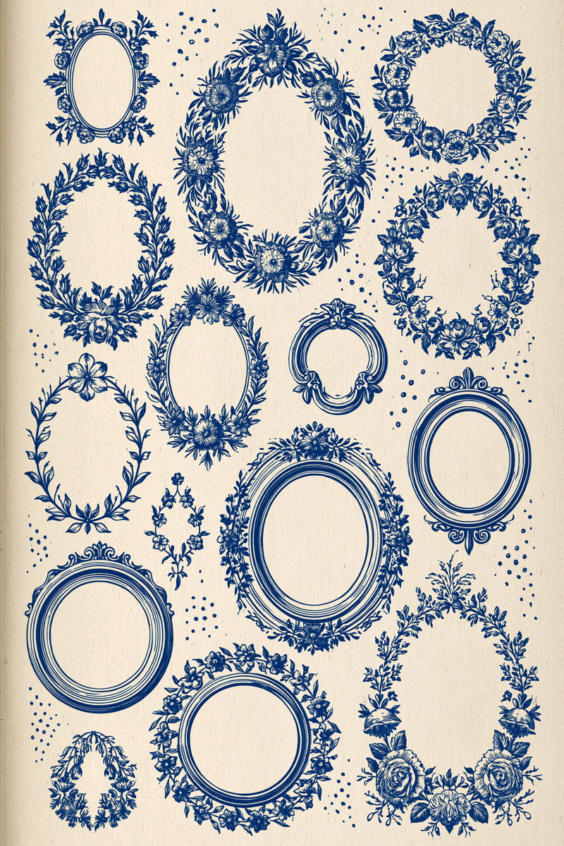 Oval And Circular Frame Library from Classic Frames & Borders Book 3, a digital embroidery design reference for machine embroidery designs, embroidery patterns and border and edge embroidery.